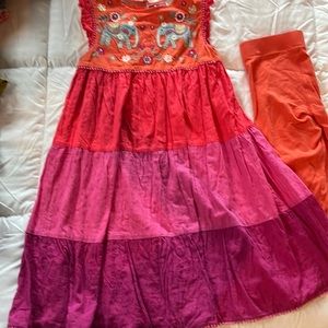 Boden so 7/8 Tiered Embroidered Dress and leggings